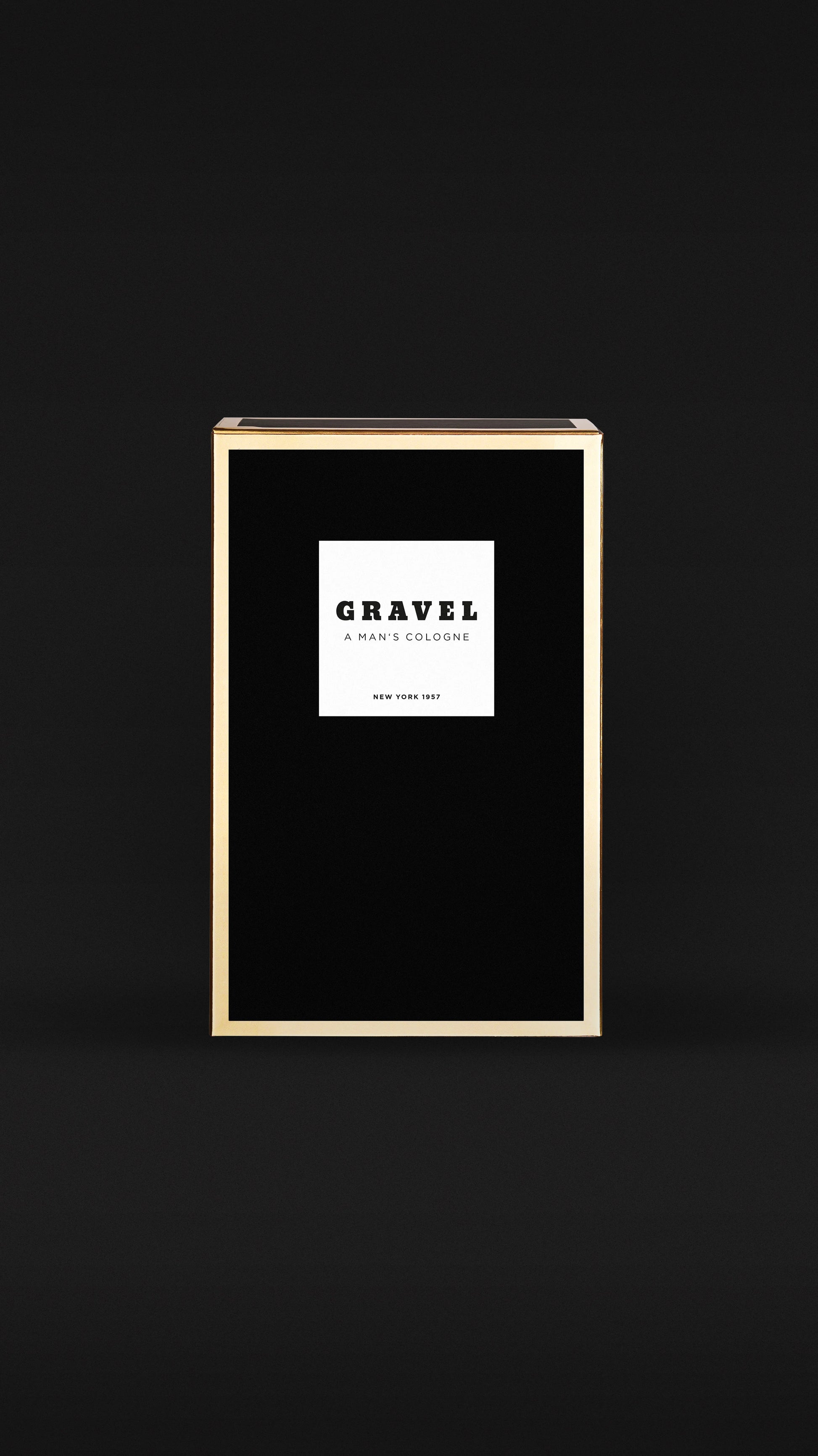 Schwarze Verpackung mit dem Nischenduft A mans cologne von Gravel