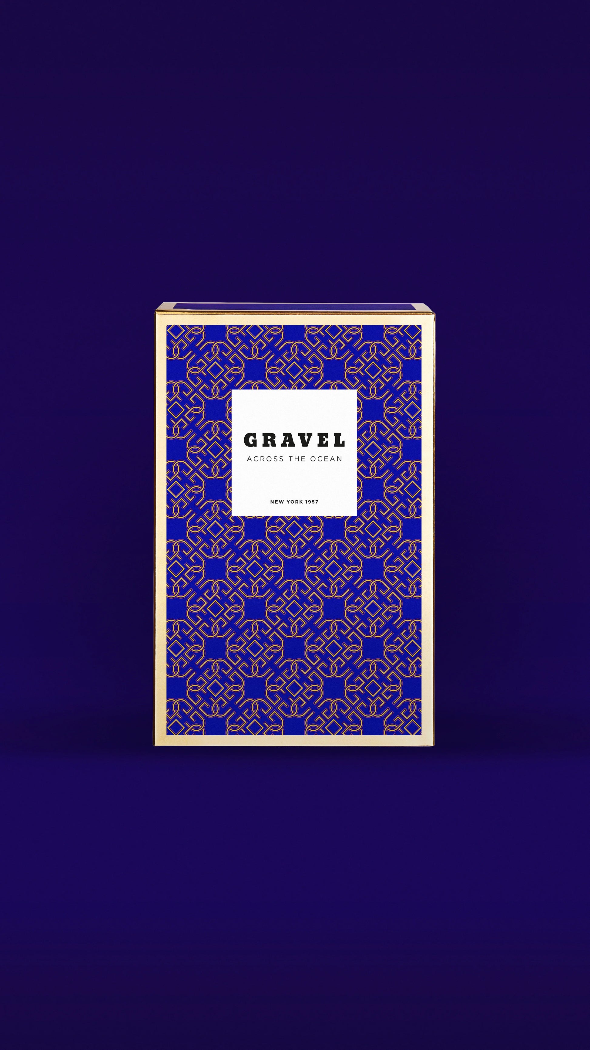 Blaue Verpackung mit dem Nischenduft Across the Ocean von Gravel